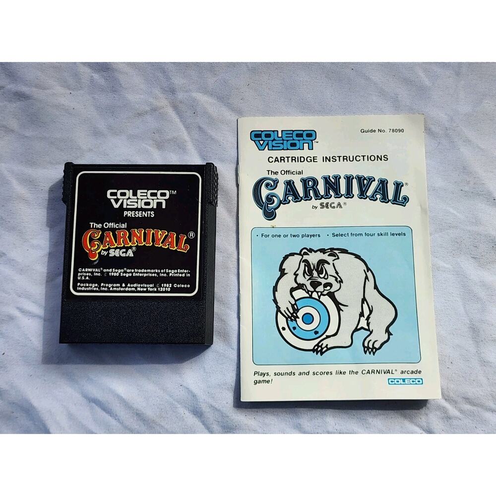 Carnival (Colecovision, Sega, 1982) Cartridge + Manual Tested Video Game Coleco
